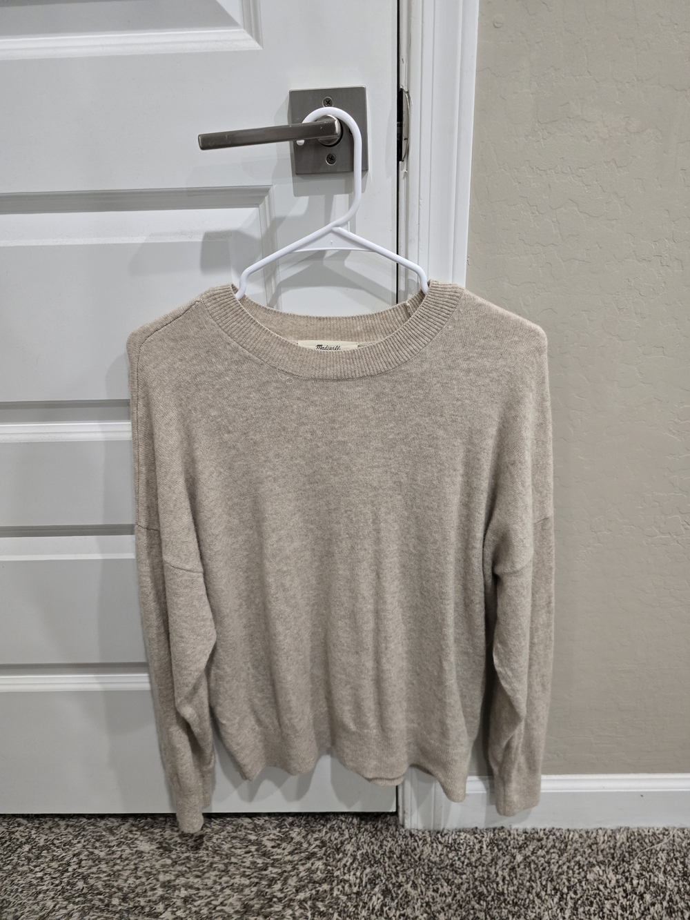 Madewell Creamy Beige Cashmere Crewneck Sweater